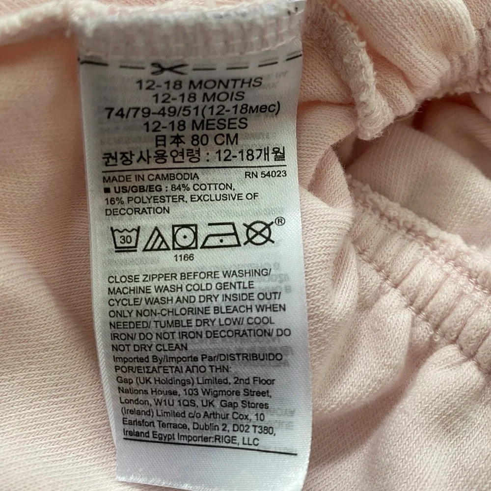 Gap Terry Pink Hooded Unicorn Romper - 12-18 months
